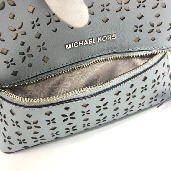 Michael Kors Flower punching Backpack Bag PVC blue/SilverHardware - Picture 9 of 13